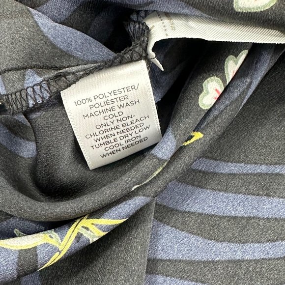 Ann Taylor LOFT Floral Dress Long Sleeve Blue Black Sz 4 Business‎ Work Event - Picture 9 of 15